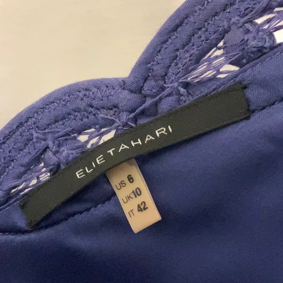 Elie Tahari Purple Lace and Embroidered Cocktail Dress - Picture 8 of 9